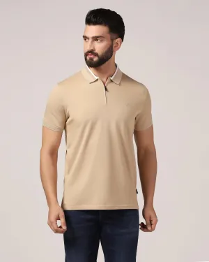 Polo Beige Solid T-Shirt - Gill