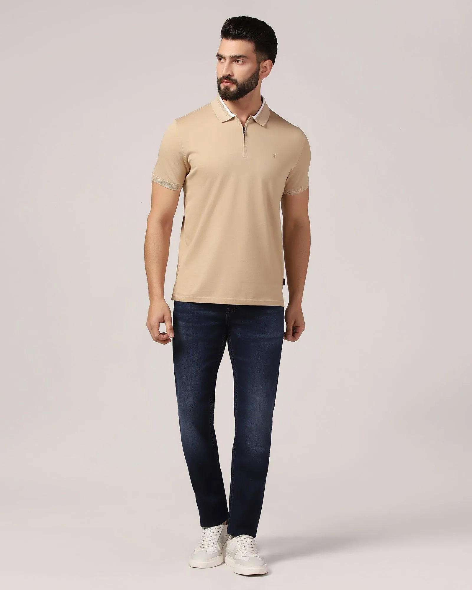 Polo Beige Solid T-Shirt - Gill