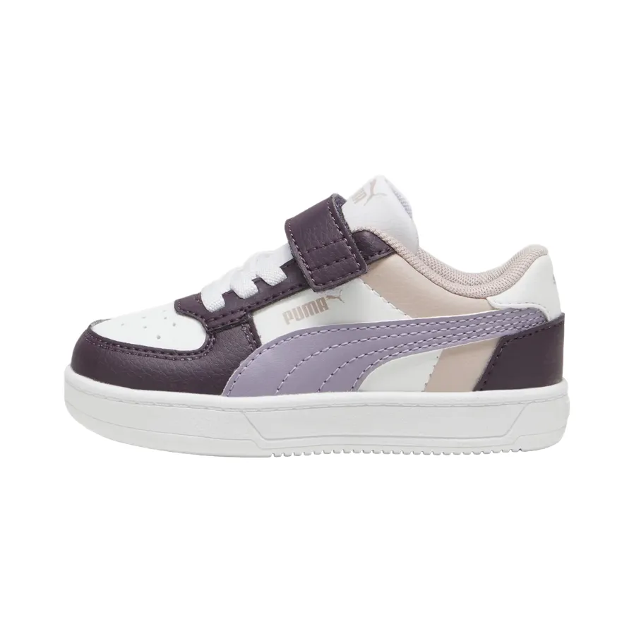 Puma scarpa sneakers da bambina con laccio elastico e velcro Caven 2.0 Block 394463-11 prugna-bianco