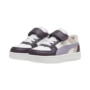 Puma scarpa sneakers da bambina con laccio elastico e velcro Caven 2.0 Block 394463-11 prugna-bianco