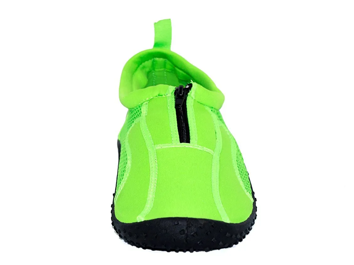 Rockin Footwear Kids Aqua Neon Zippers Rubber Water Shoe