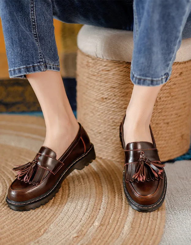 Round Head Tassel Loafers for Women