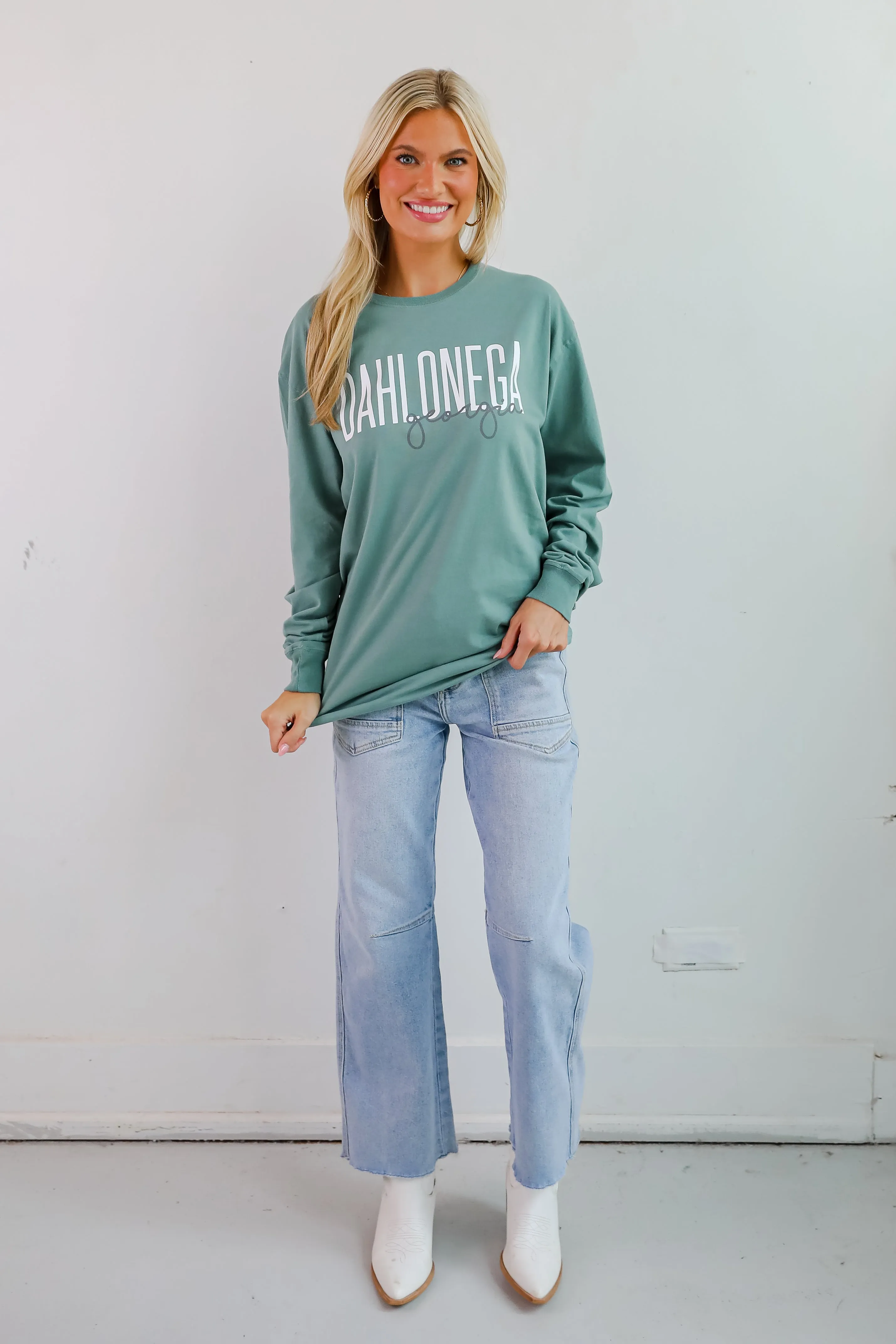 Seafoam Dahlonega Georgia Script Long Sleeve Tee