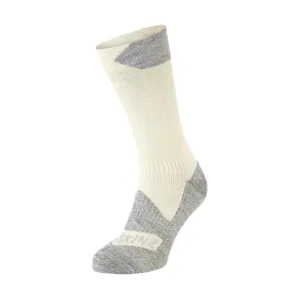 Sealskinz Raynham Waterproof Mid Length Socks - Cream/Grey Marl