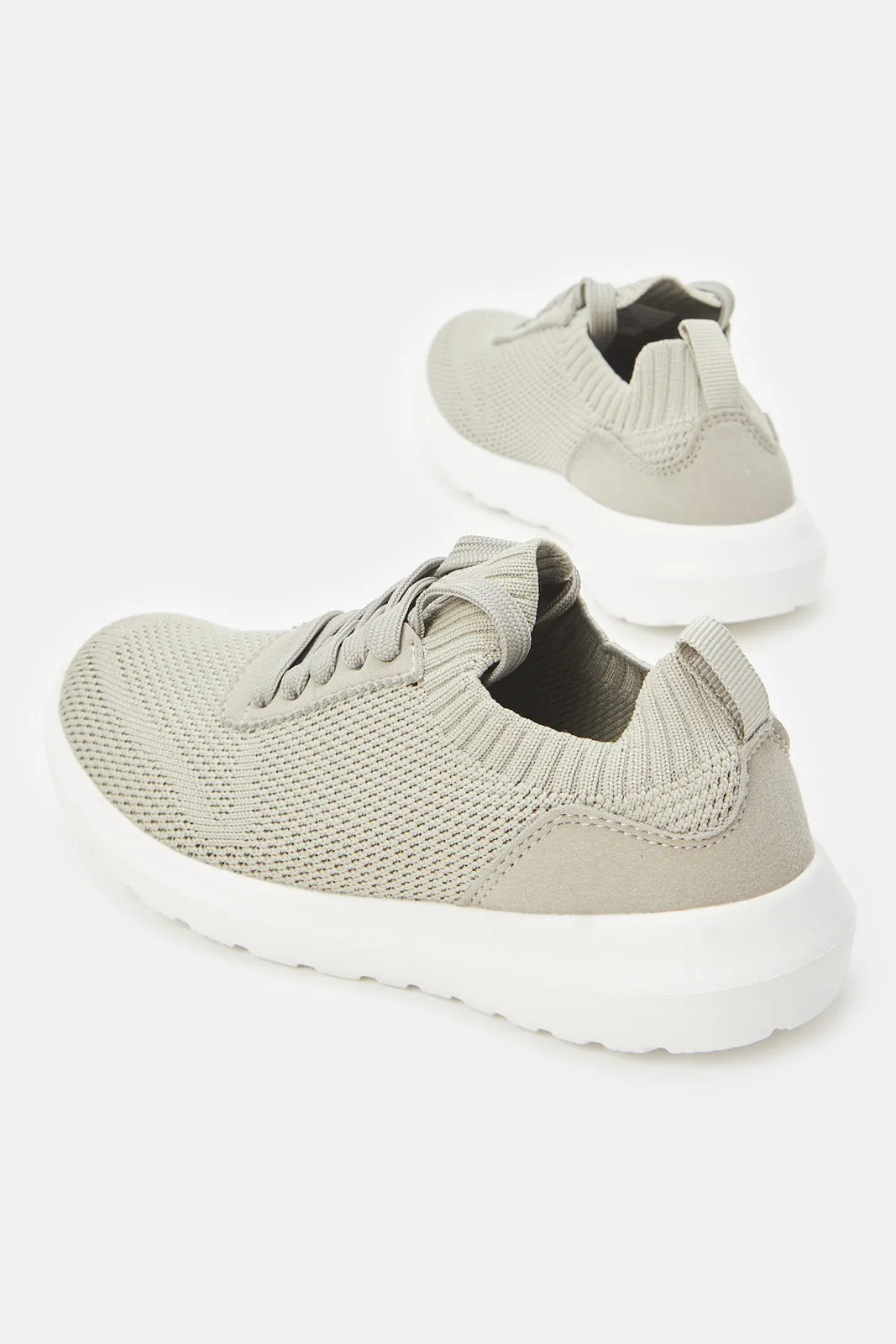 Senior Girls Olive Knitted Trainer