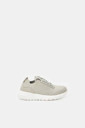 Senior Girls Olive Knitted Trainer