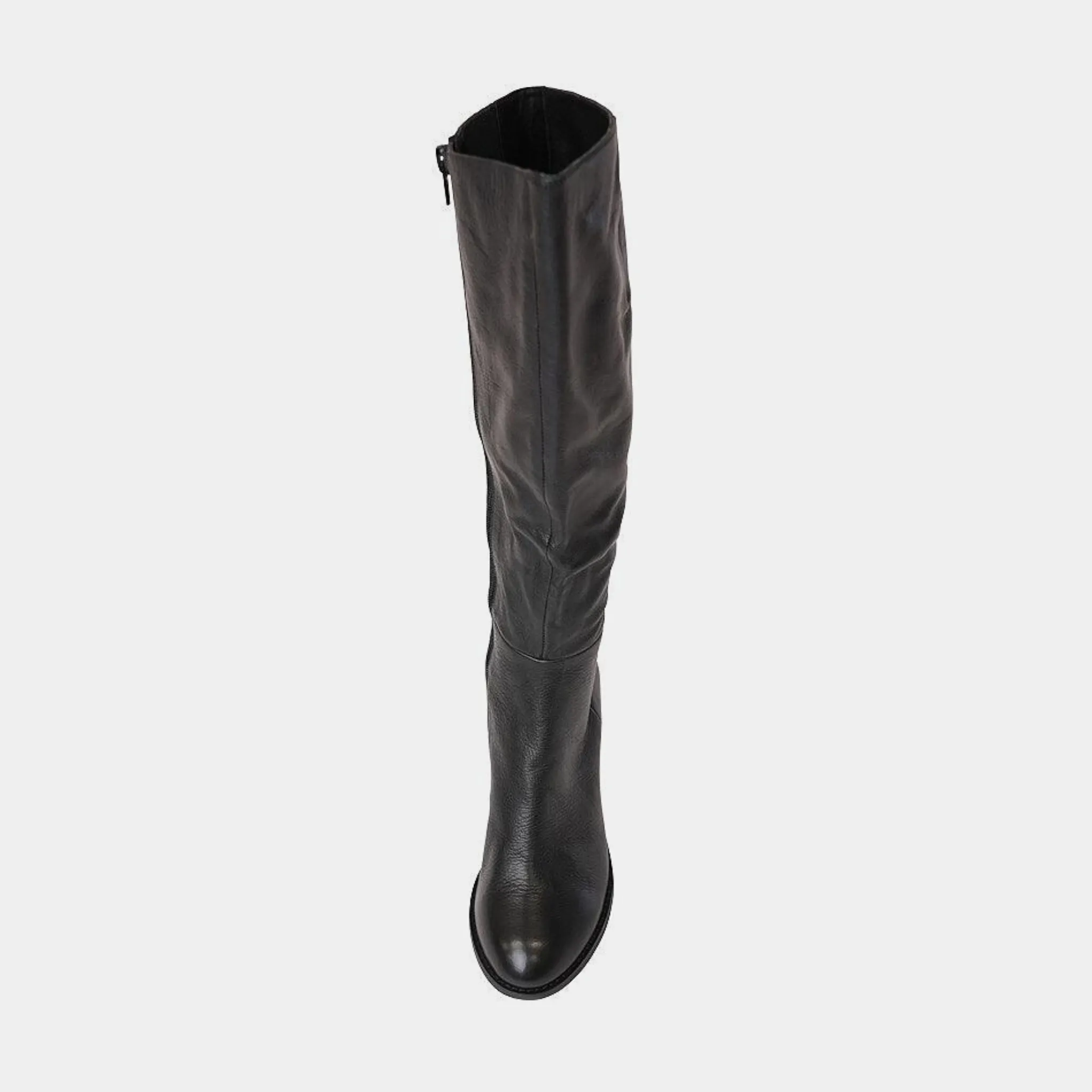 Sled Black Leather Knee High Boots