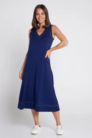 Sleeveless Hayley Stitch Dress - Navy