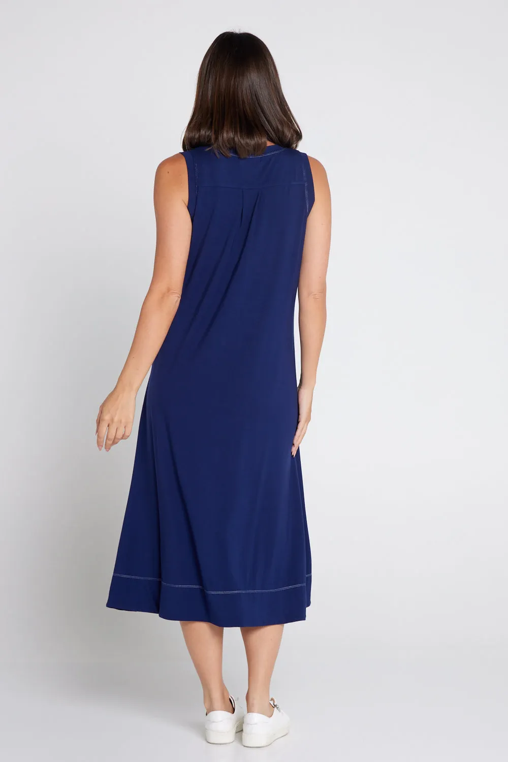 Sleeveless Hayley Stitch Dress - Navy