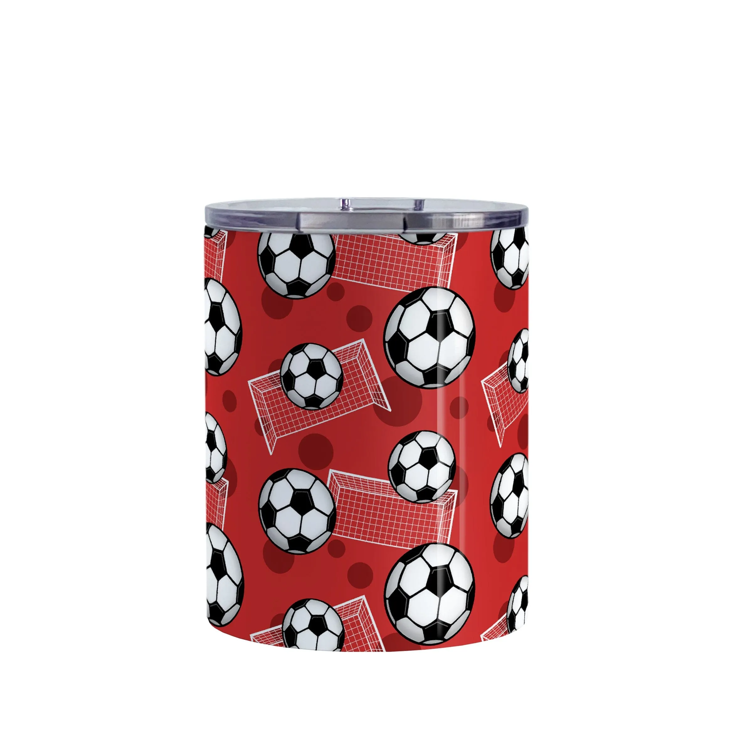 Soccer Ball and Goal Pattern Red Tumbler Cup