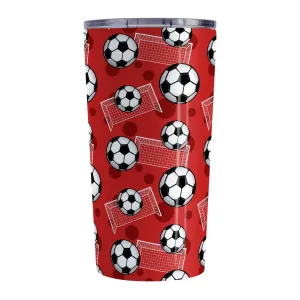 Soccer Ball and Goal Pattern Red Tumbler Cup