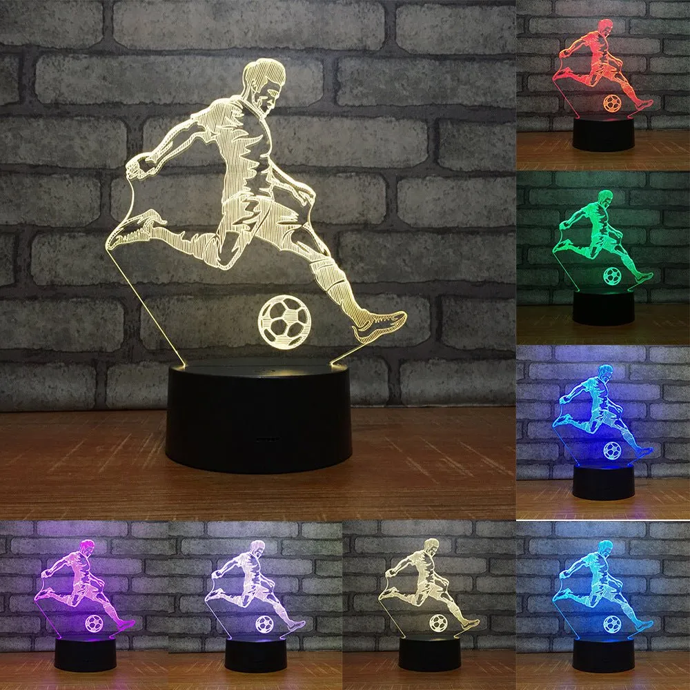 Soccer Football Player 3D LED Night Light Lamp