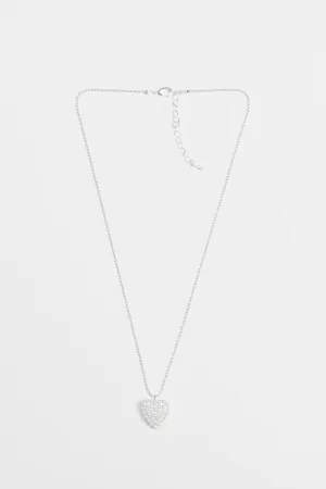 Stella and Gemma Chain With Heart Pearls Necklace Silver