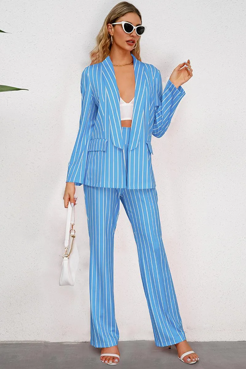 Striped Long Sleeve Top and Pants Set