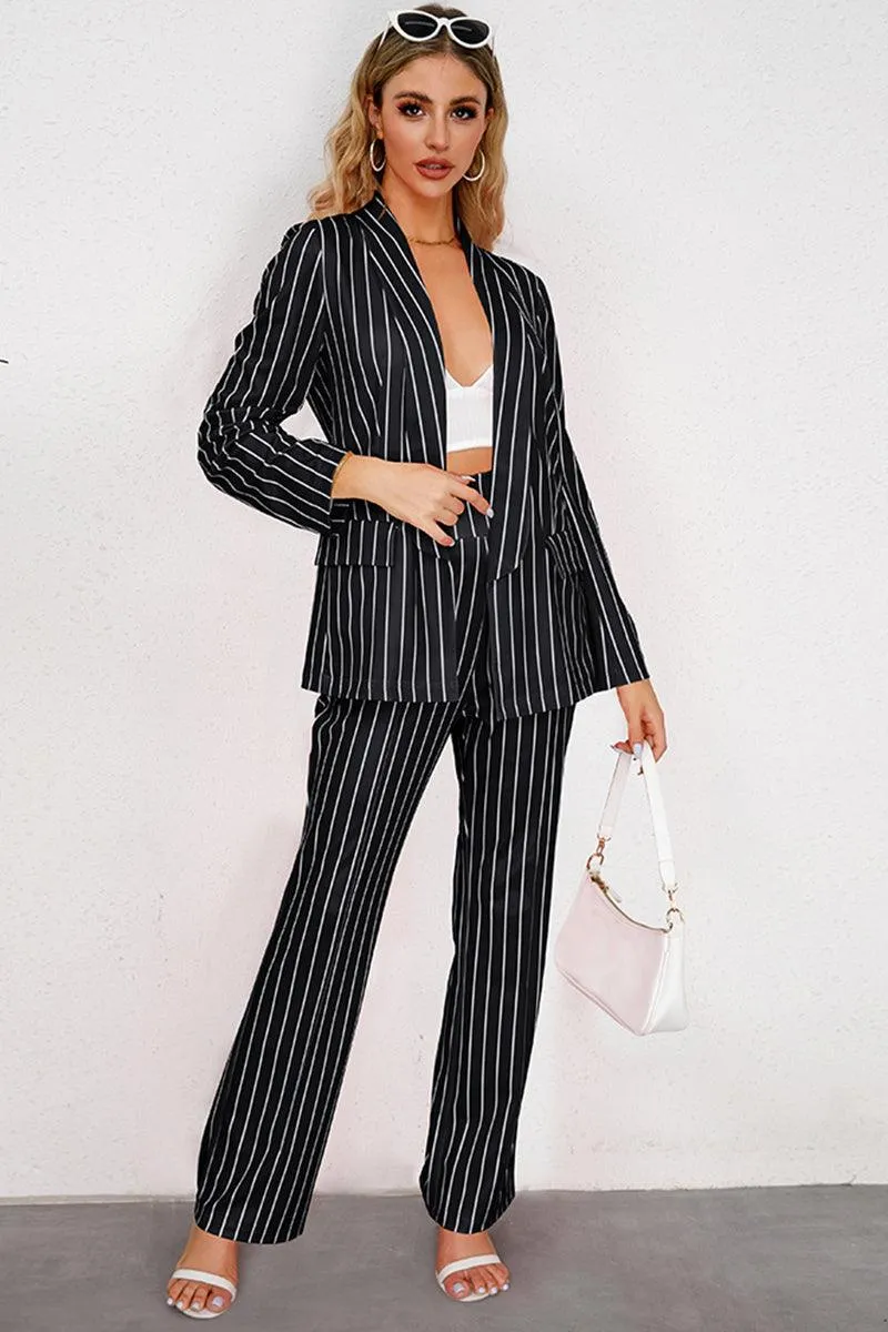 Striped Long Sleeve Top and Pants Set