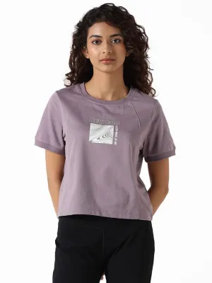 Studiofit Mauve Printed Cotton T-Shirt