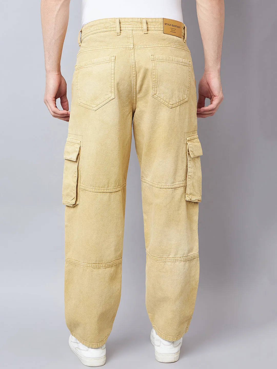 Style Quotient Men Khaki Relaxed Fit Mid Rise Cargos