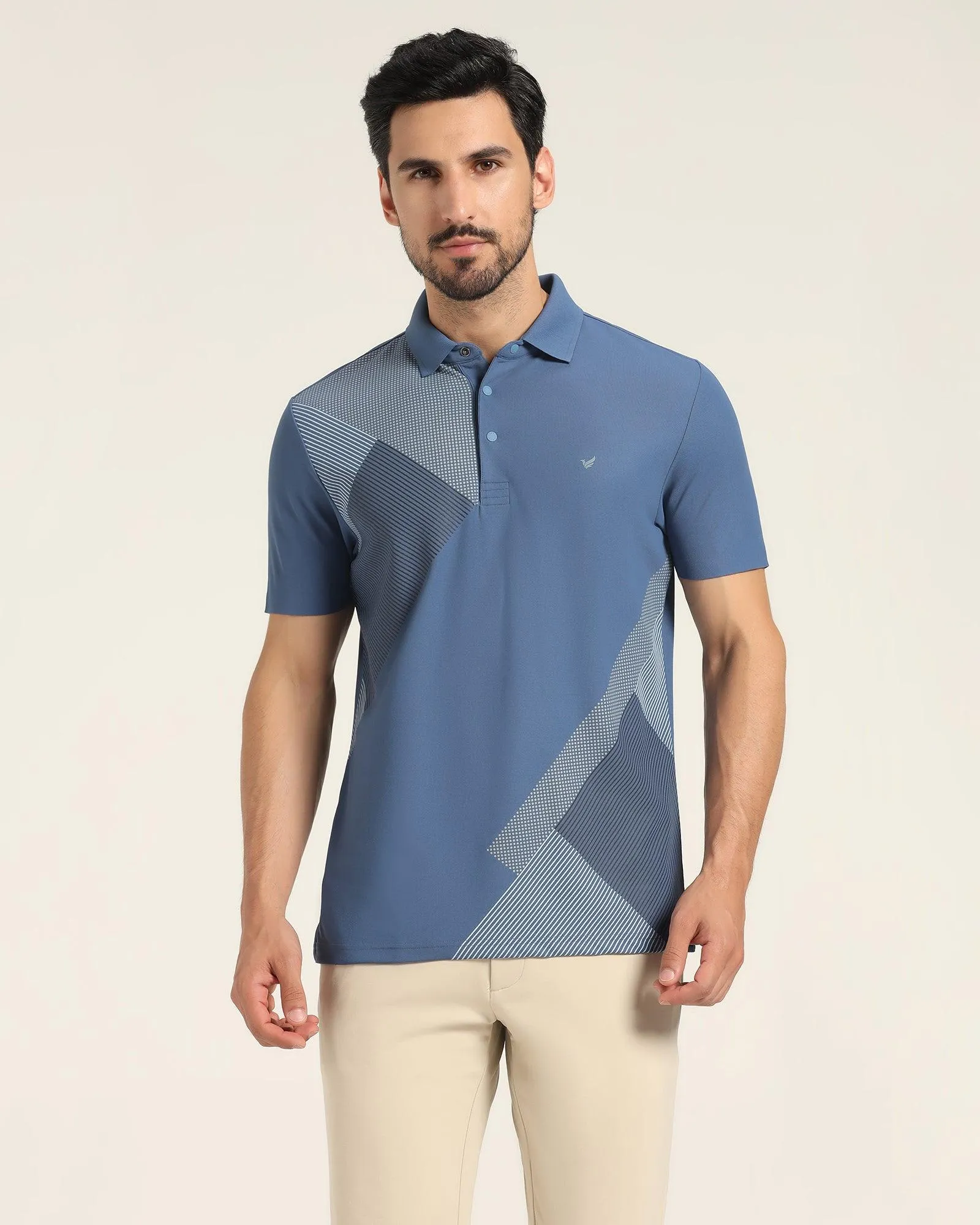 TechPro Polo Blue Solid T-Shirt - Walker