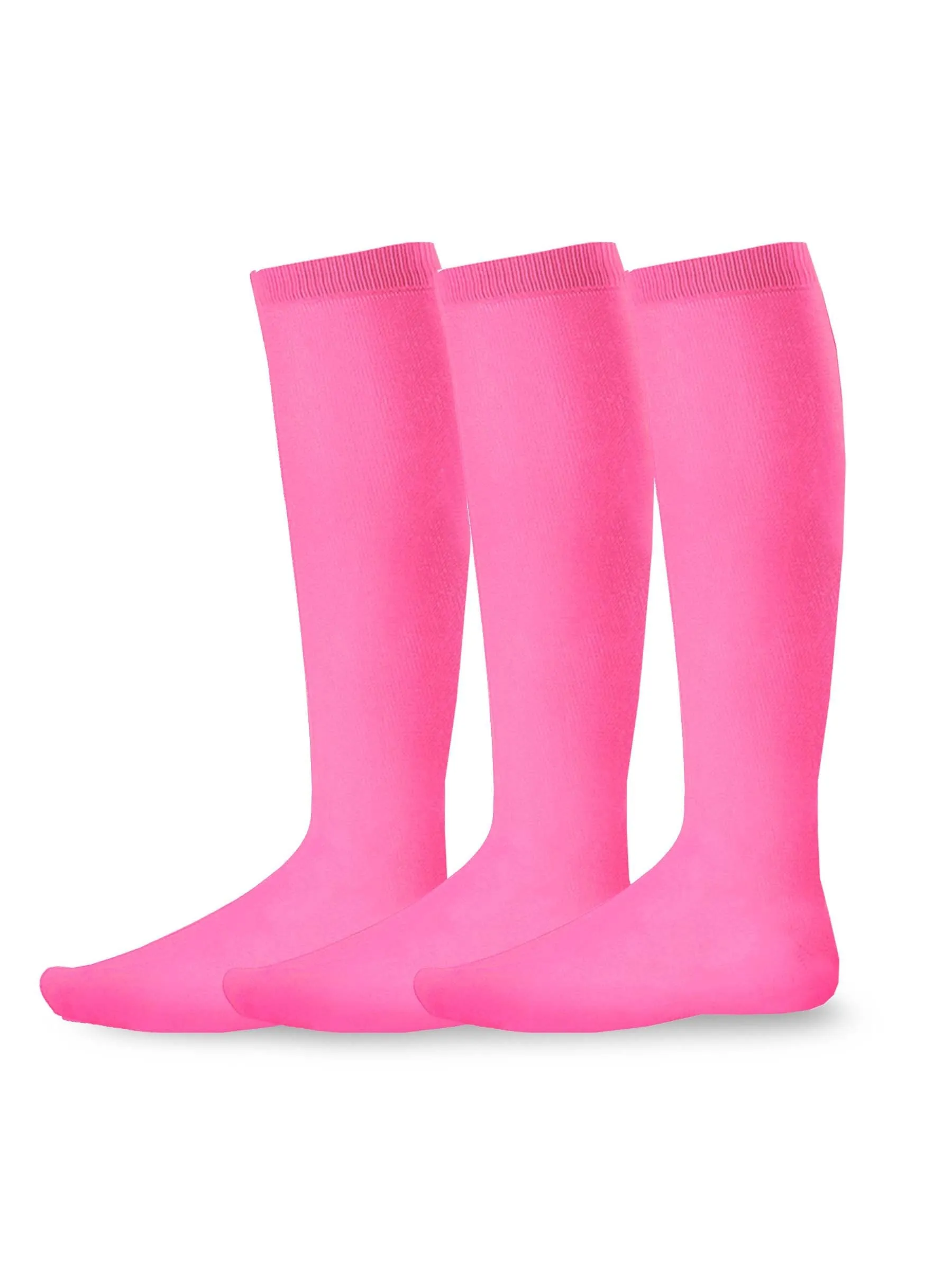 TeeHee Socks Unisex Soccer Acrylic Over The Knee High Hot Pink 3-Pack (50081)