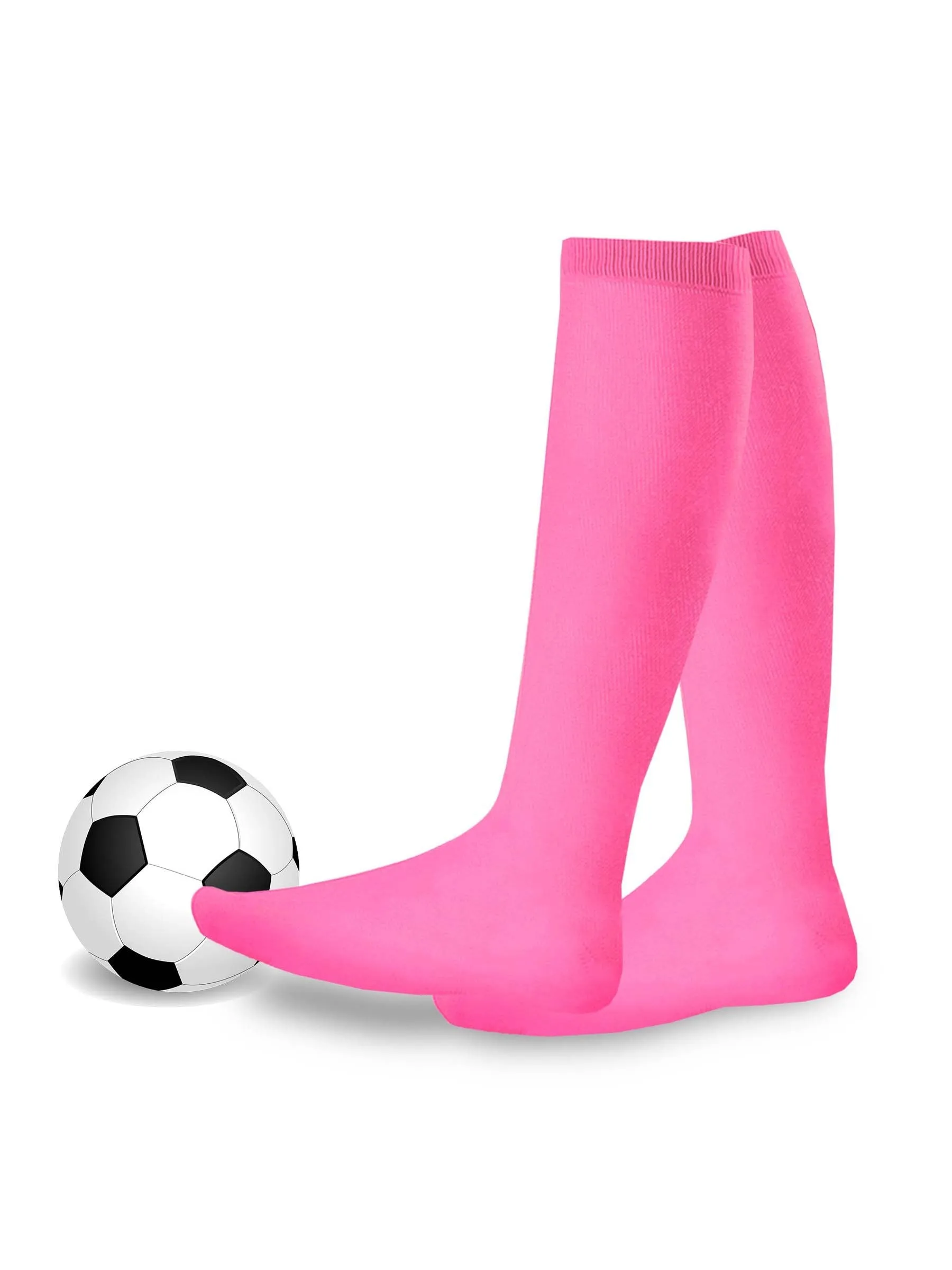 TeeHee Socks Unisex Soccer Acrylic Over The Knee High Hot Pink 3-Pack (50081)