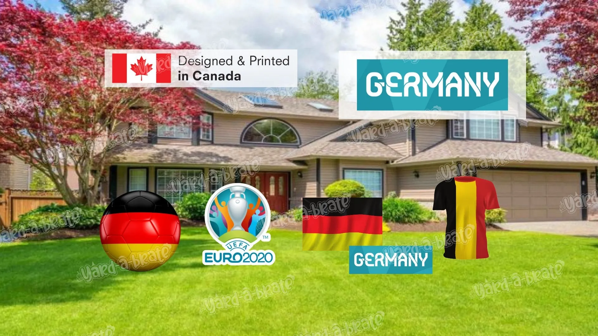 UEFA Euro 2020 Soccer - 24" Tall Decors  (Total 5 pcs) | Team England or France or Germany | Yard Sign Outdoor Lawn Decorations