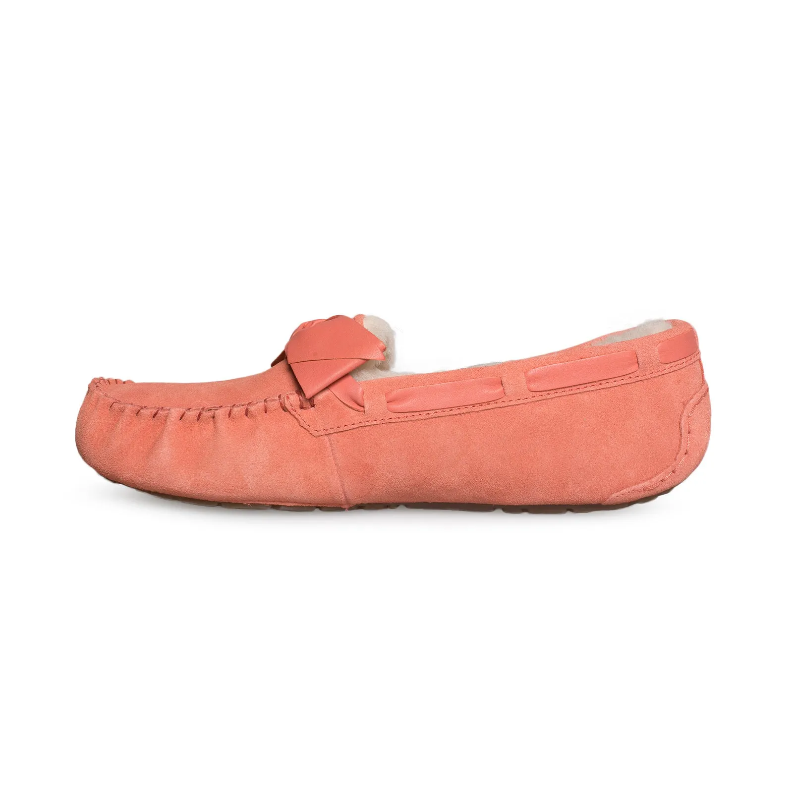 UGG Dakota Leather Bow Vibrant Coral Slippers - Women's