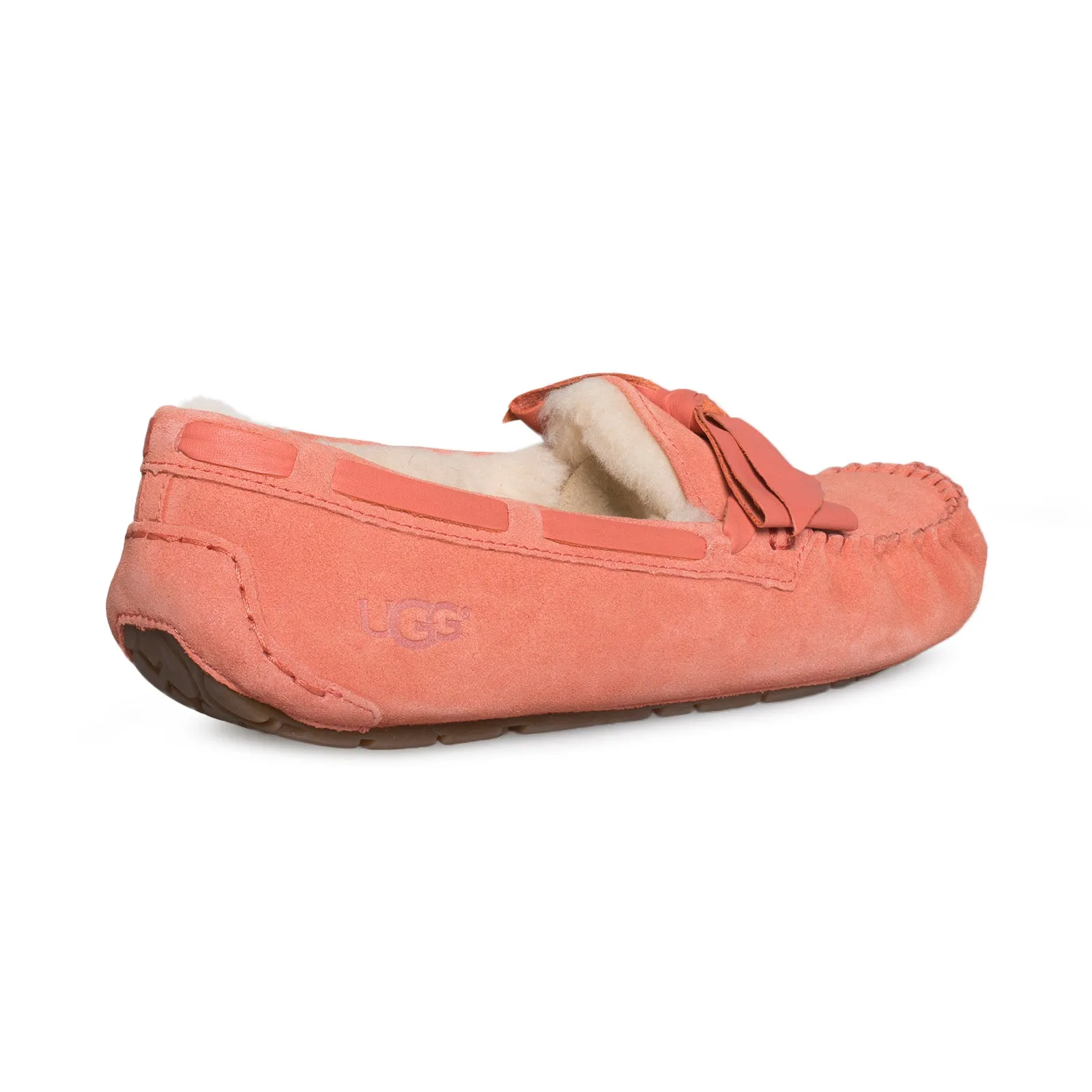 UGG Dakota Leather Bow Vibrant Coral Slippers - Women's