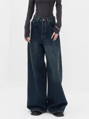 Wenkouban Dark vintage baggy boyfriend jeans