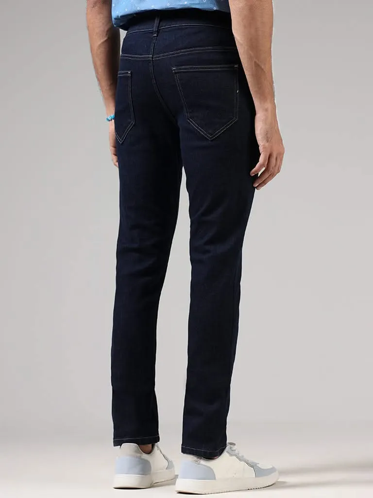 WES Casuals Navy Slim - Fit Mid - Rise Jeans