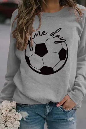 WOMEN GAME DAY SOCCER PRINTING LONG SLEEVE TEE