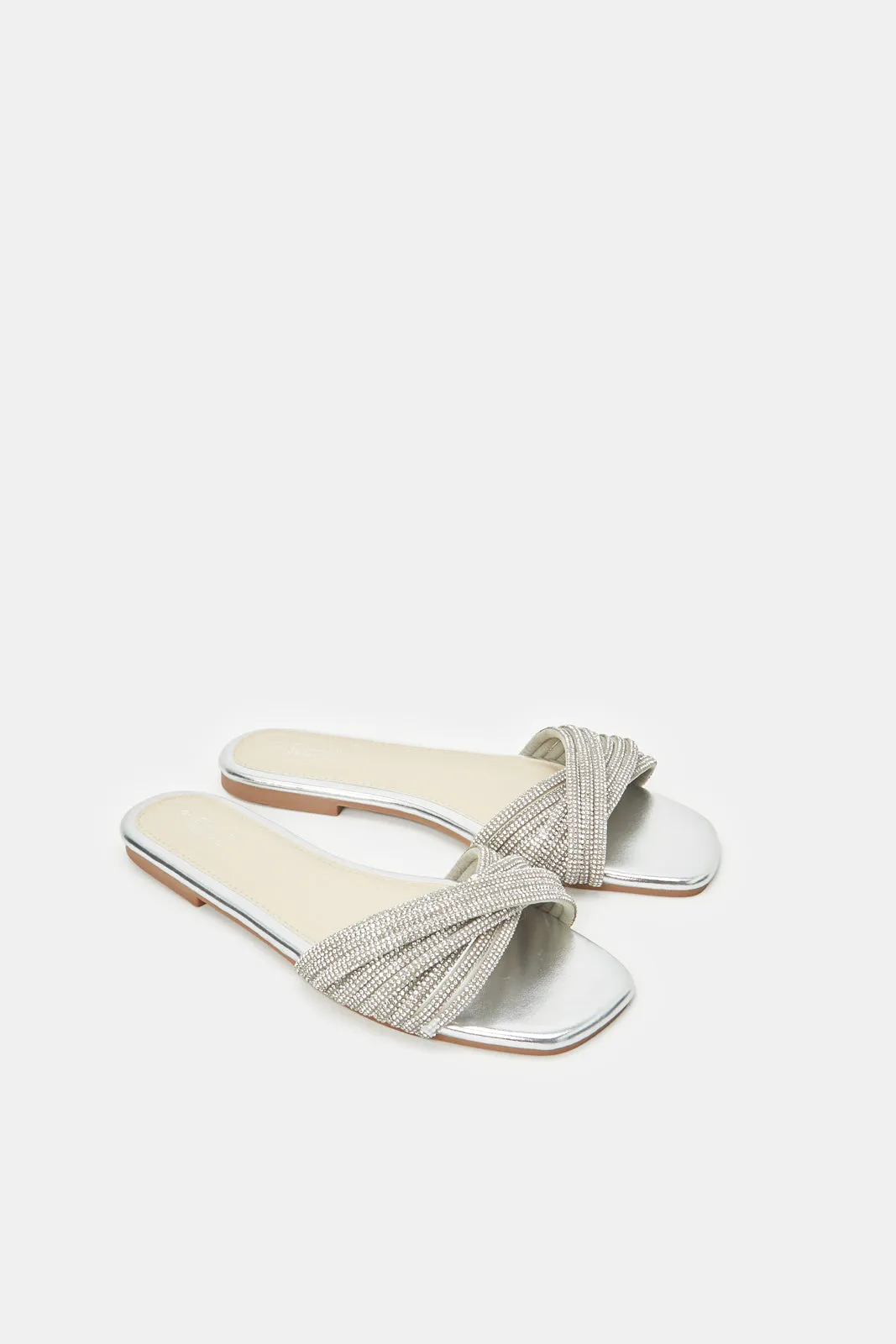 Women Silver Textured Sandal