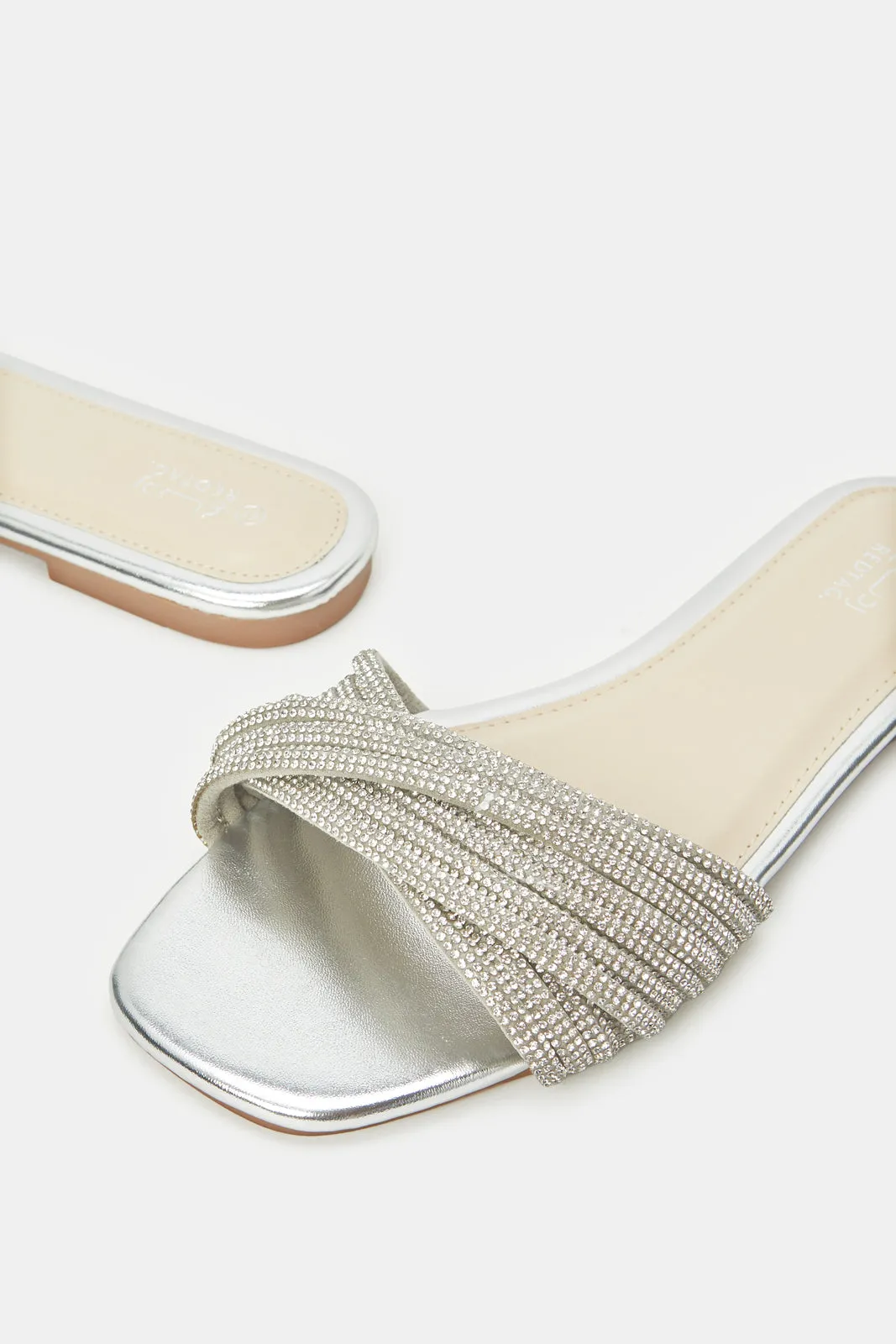 Women Silver Textured Sandal