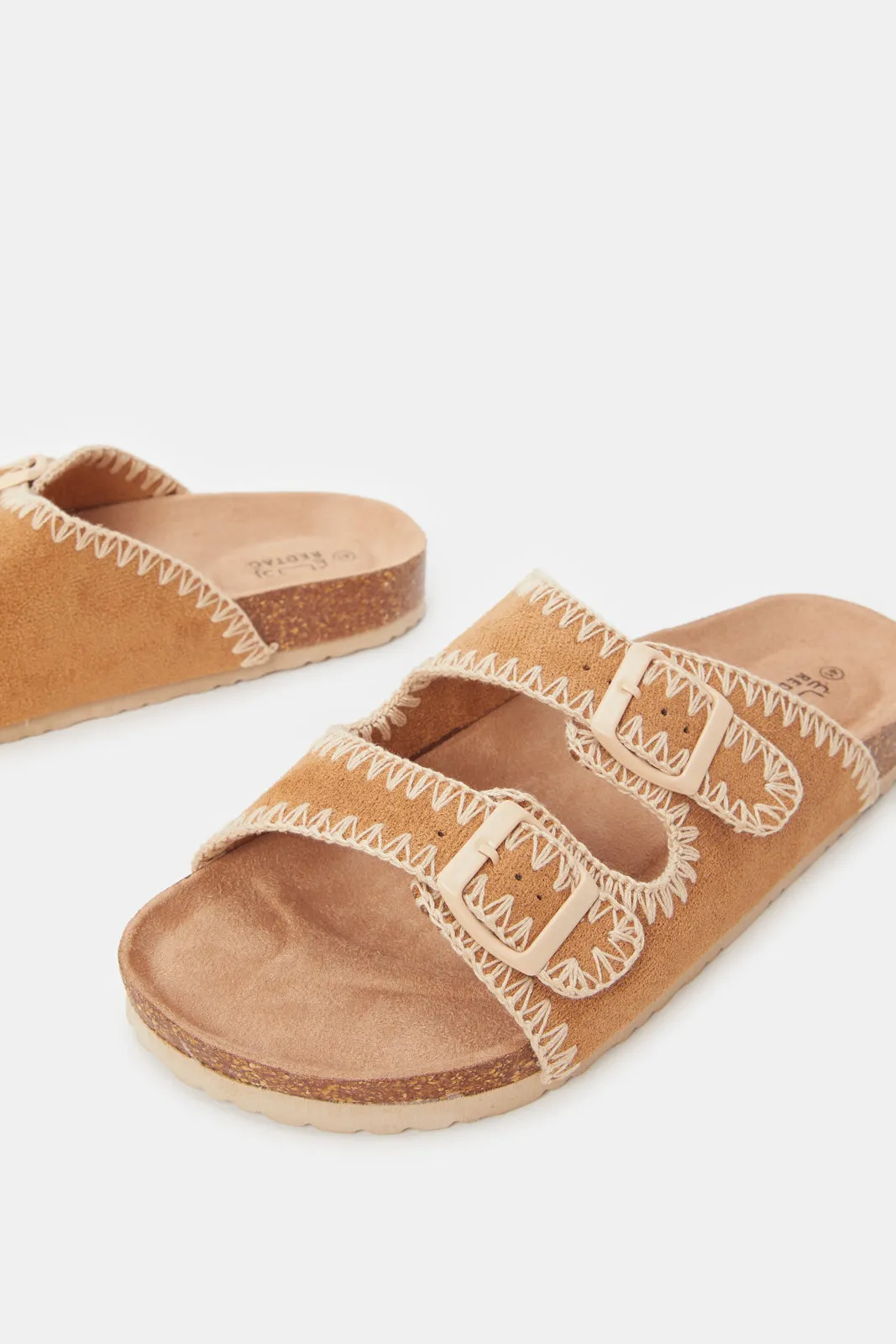 Women Tan Quilted Comfort Sandal