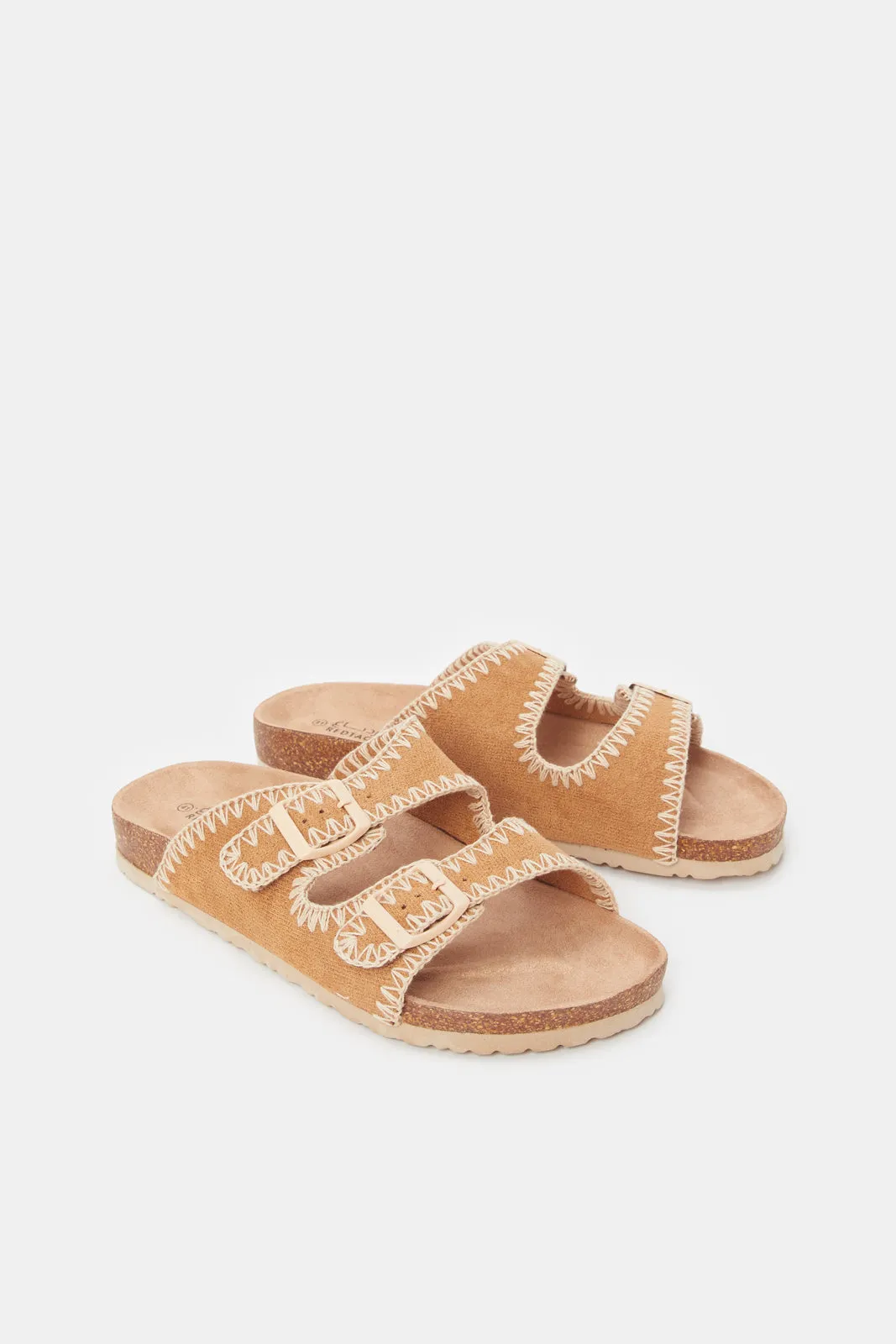 Women Tan Quilted Comfort Sandal