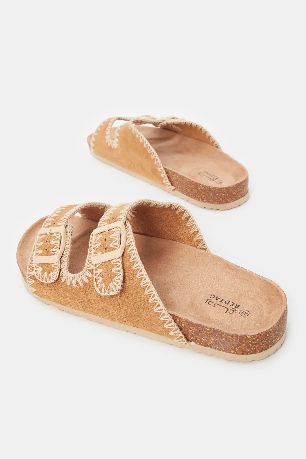 Women Tan Quilted Comfort Sandal