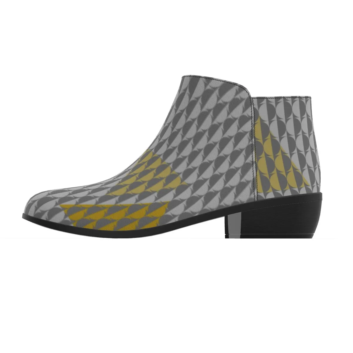 Women's Fashion Boots, white, gray, and yellow print