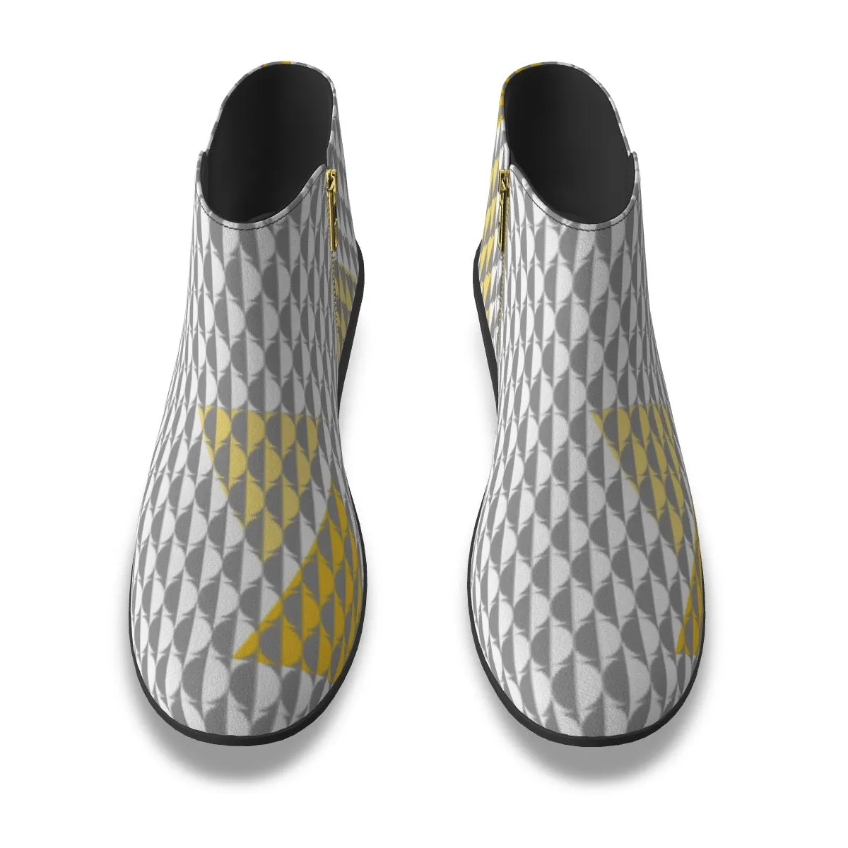 Women's Fashion Boots, white, gray, and yellow print