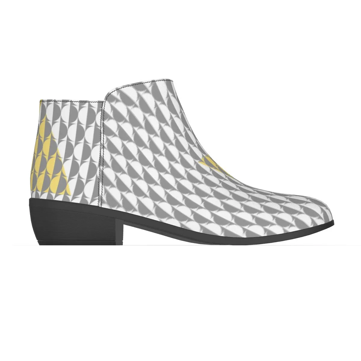 Women's Fashion Boots, white, gray, and yellow print