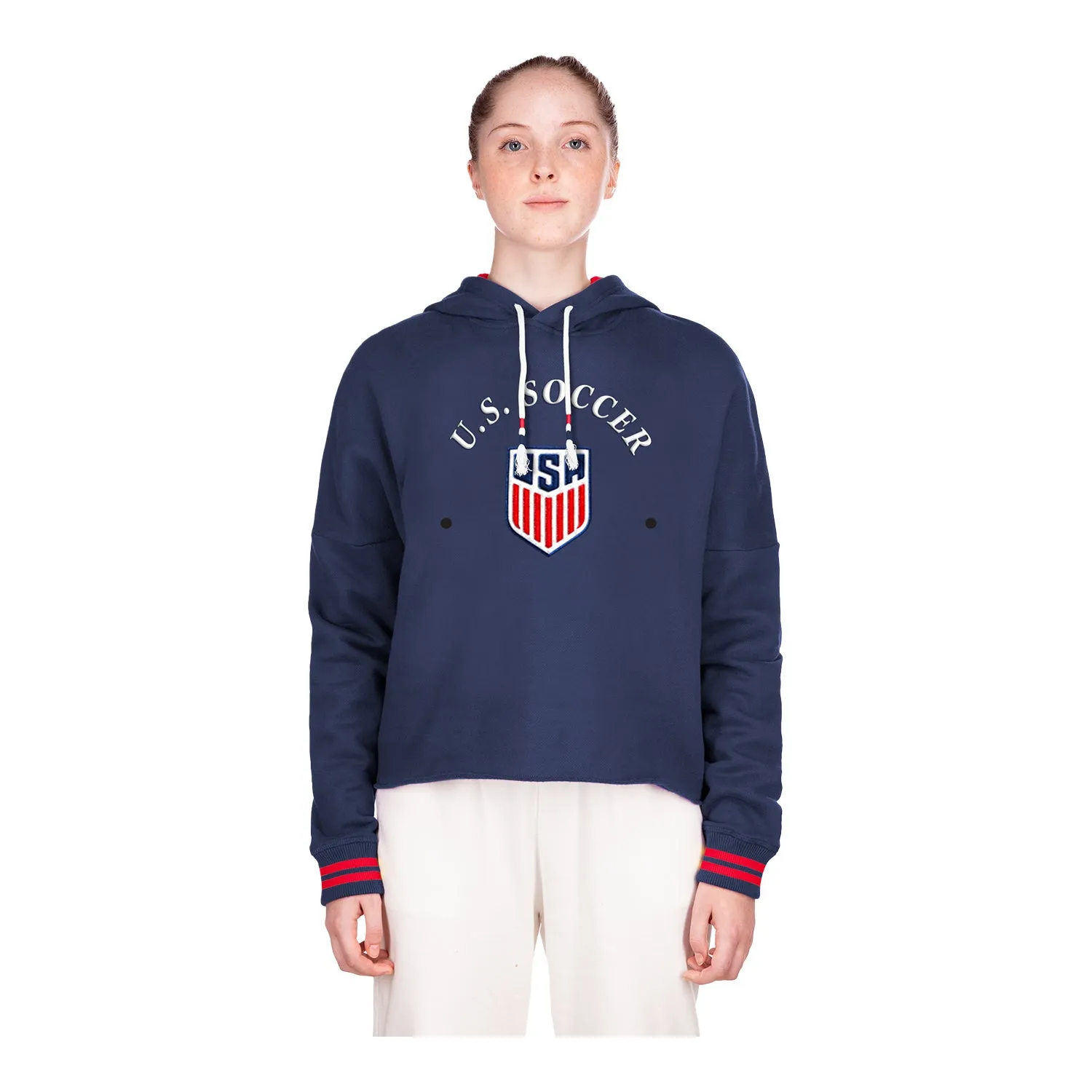 Women's New Era USMNT Fleece Cropped Navy Hoodie