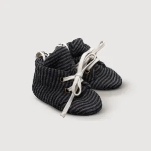 Wool Rib Baby Booties - Storm Stripe